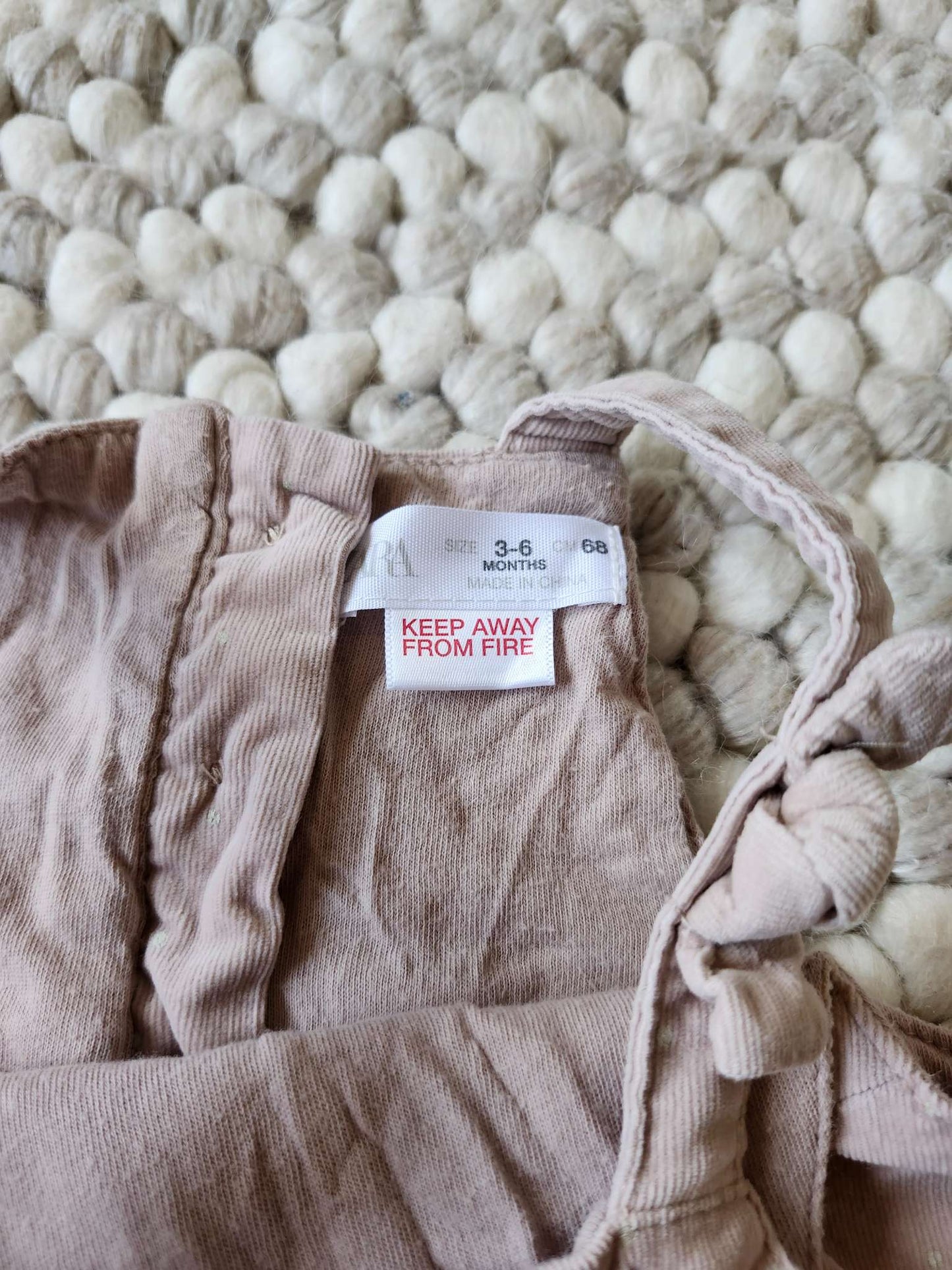 Zara polka dot corduroy overalls, light pink, 3-6M, like new, Kids 6 Month (3-6M)