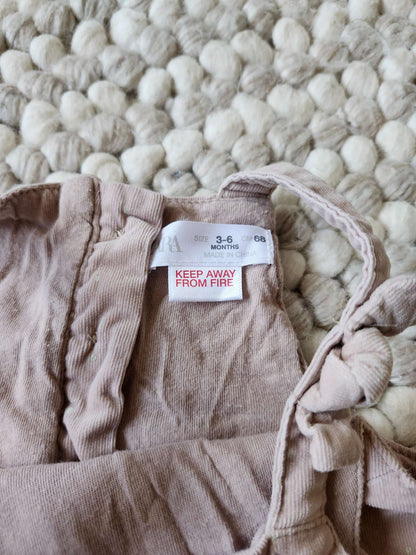 Zara polka dot corduroy overalls, light pink, 3-6M, like new, Kids 6 Month (3-6M)