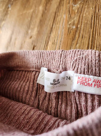 Zara mauve ribbed leggings, 6-9M, VGUC, Kids 9 Month (6-9M)