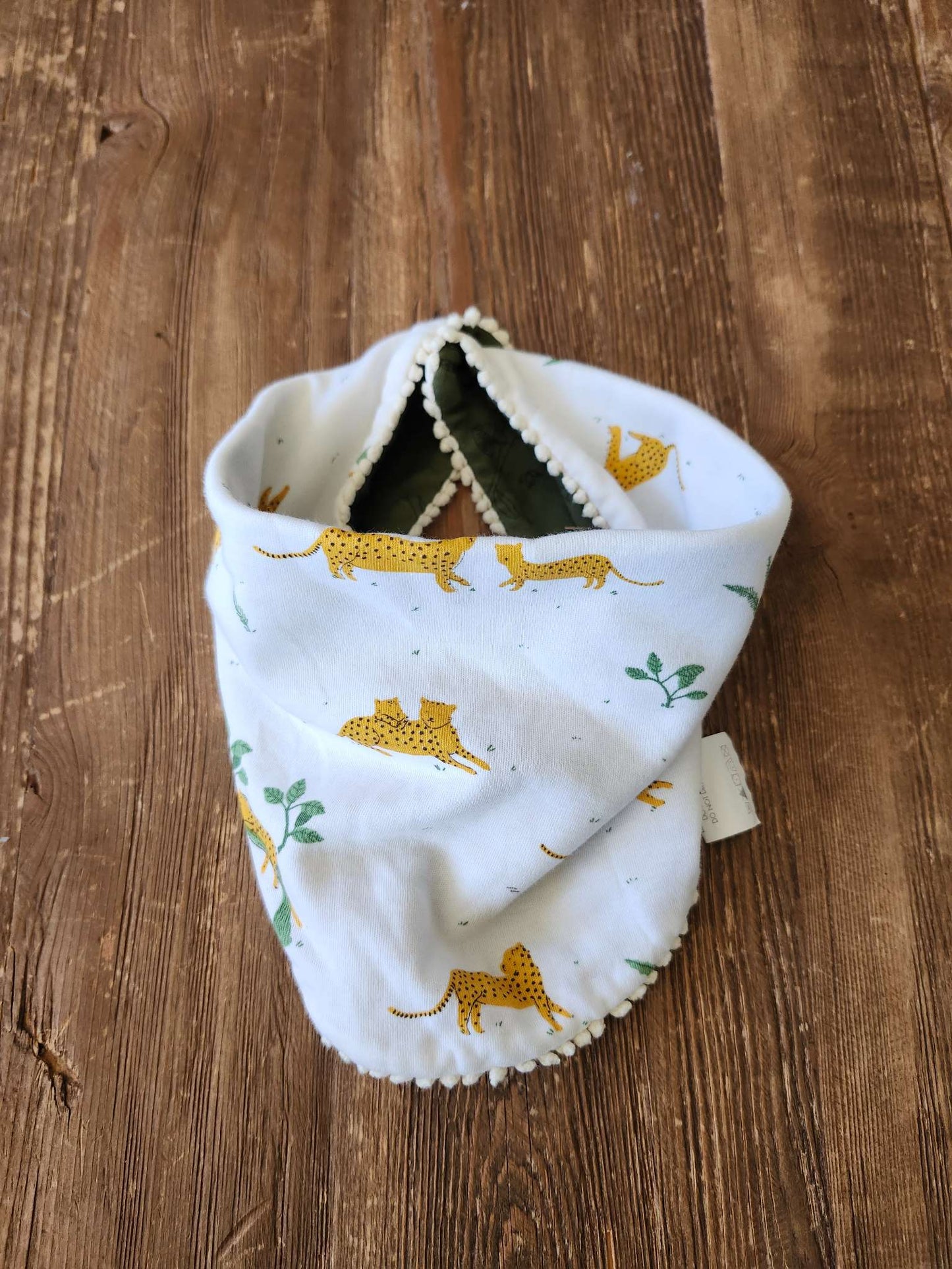 Red Caribou, organic bandana bib, like new