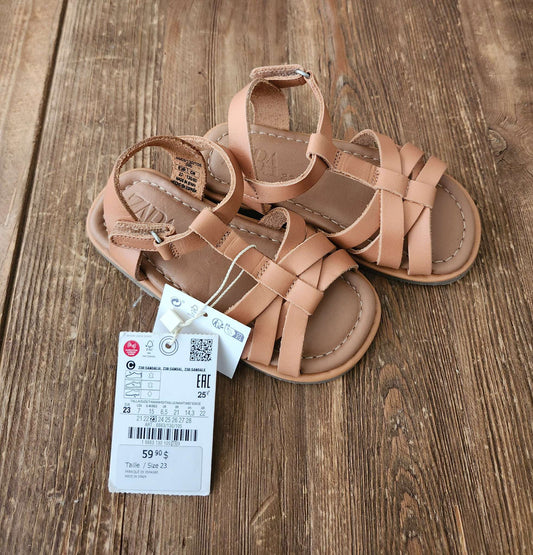 Zara leather sandals, EUR 23 (size US 7), NWT, Shoes 7 (Walkers:12-24 mth)