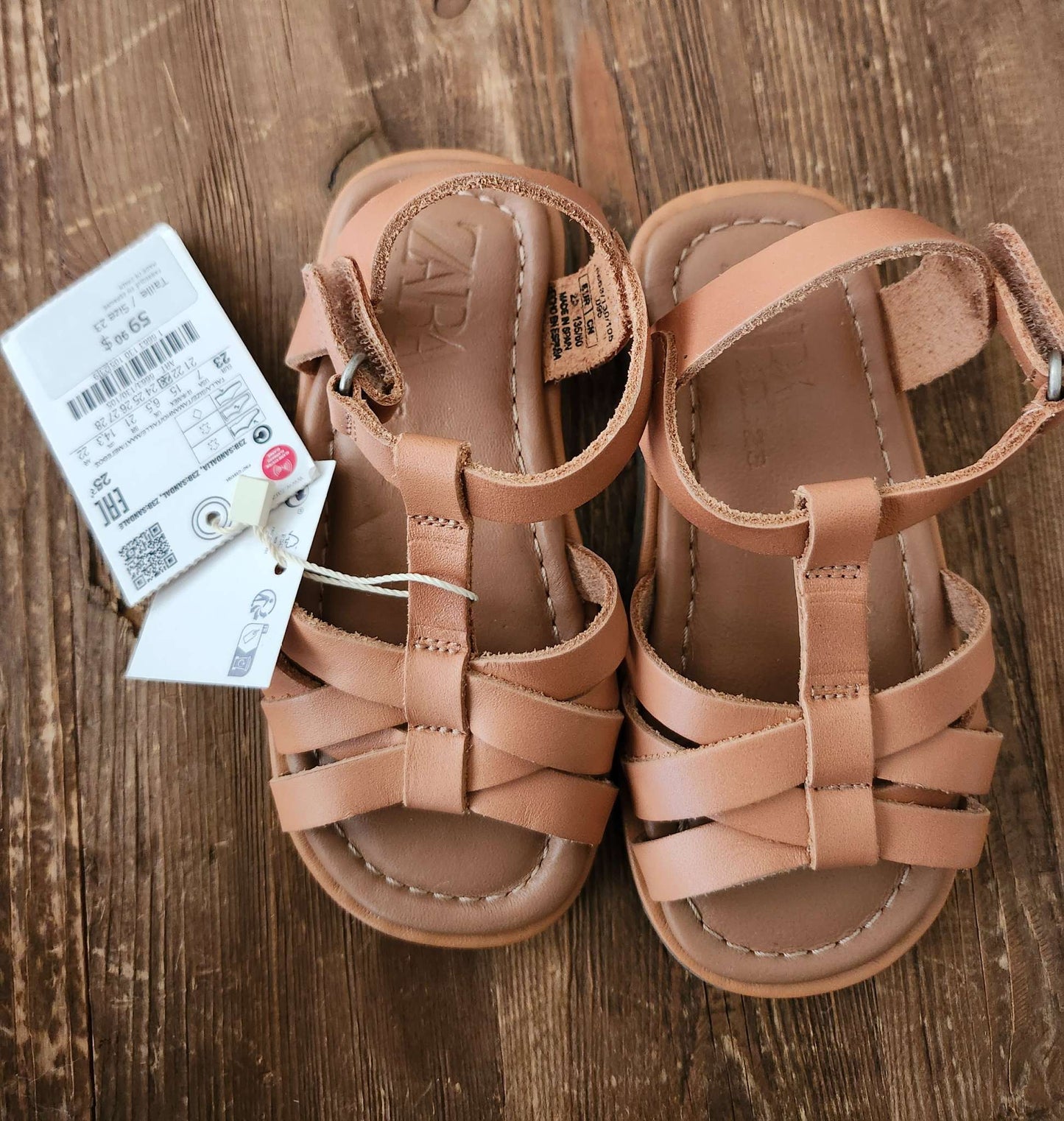 Zara leather sandals, EUR 23 (size US 7), NWT, Shoes 7 (Walkers:12-24 mth)