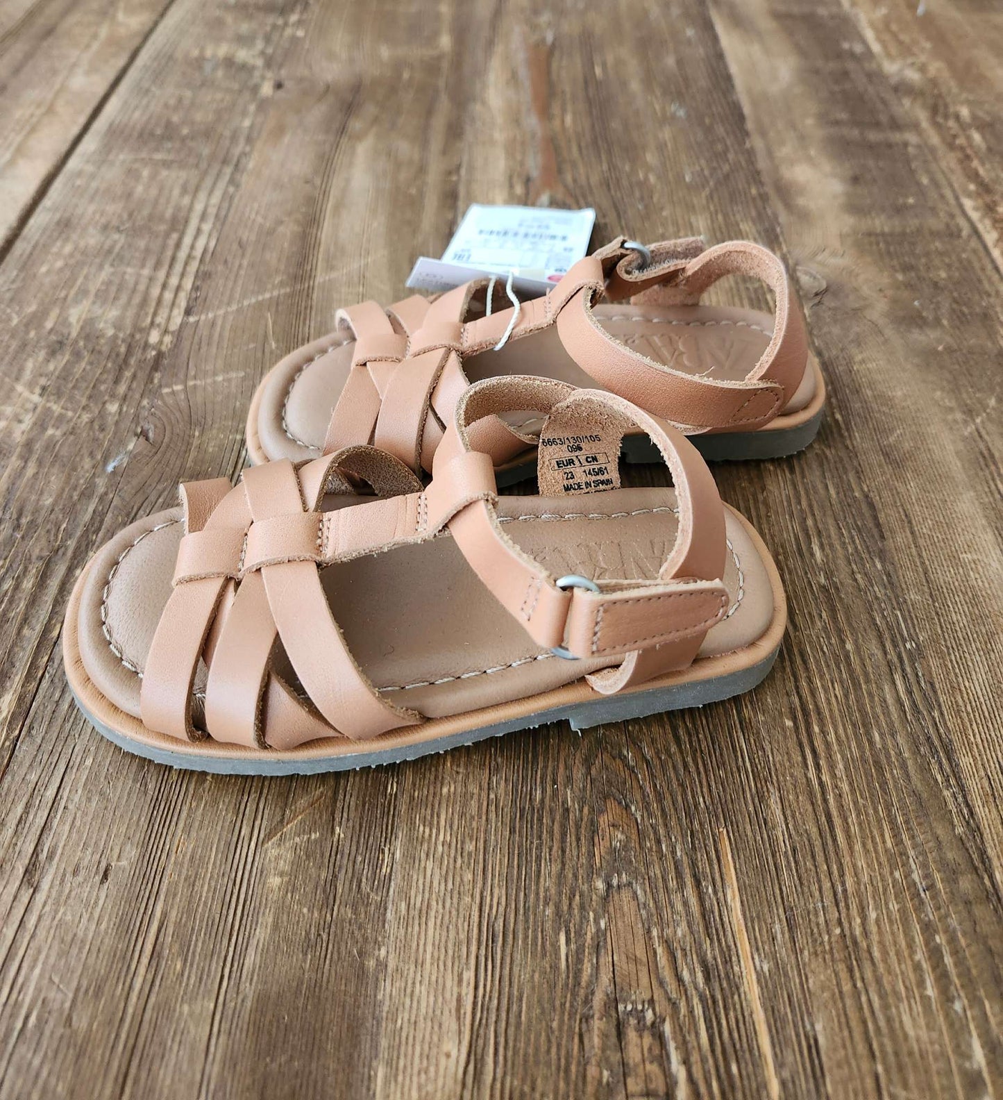Zara leather sandals, EUR 23 (size US 7), NWT, Shoes 7 (Walkers:12-24 mth)