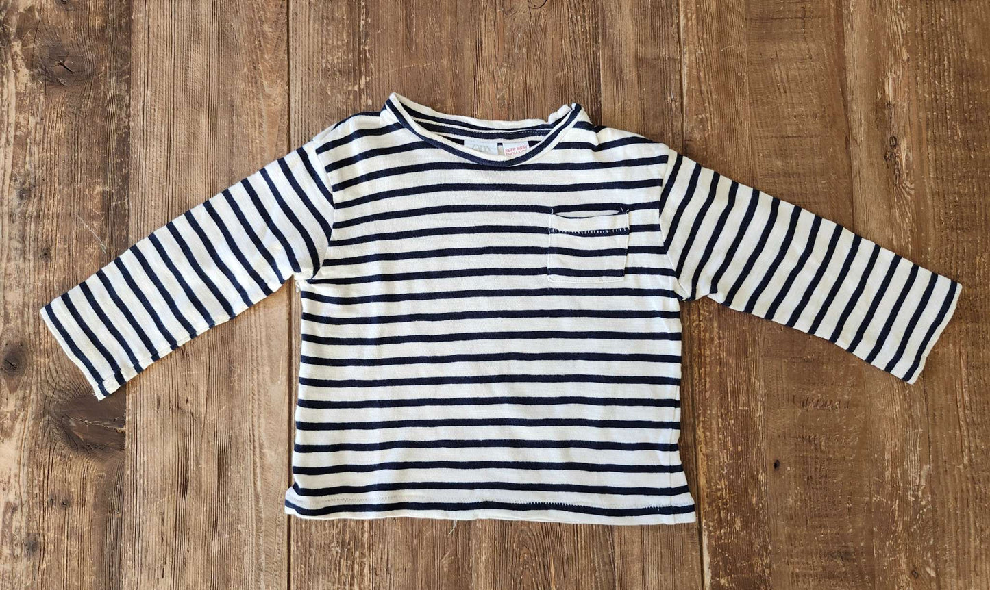 Zara stripe shirt, 12-18M, EUC, Kids 18 Month (12-18M)