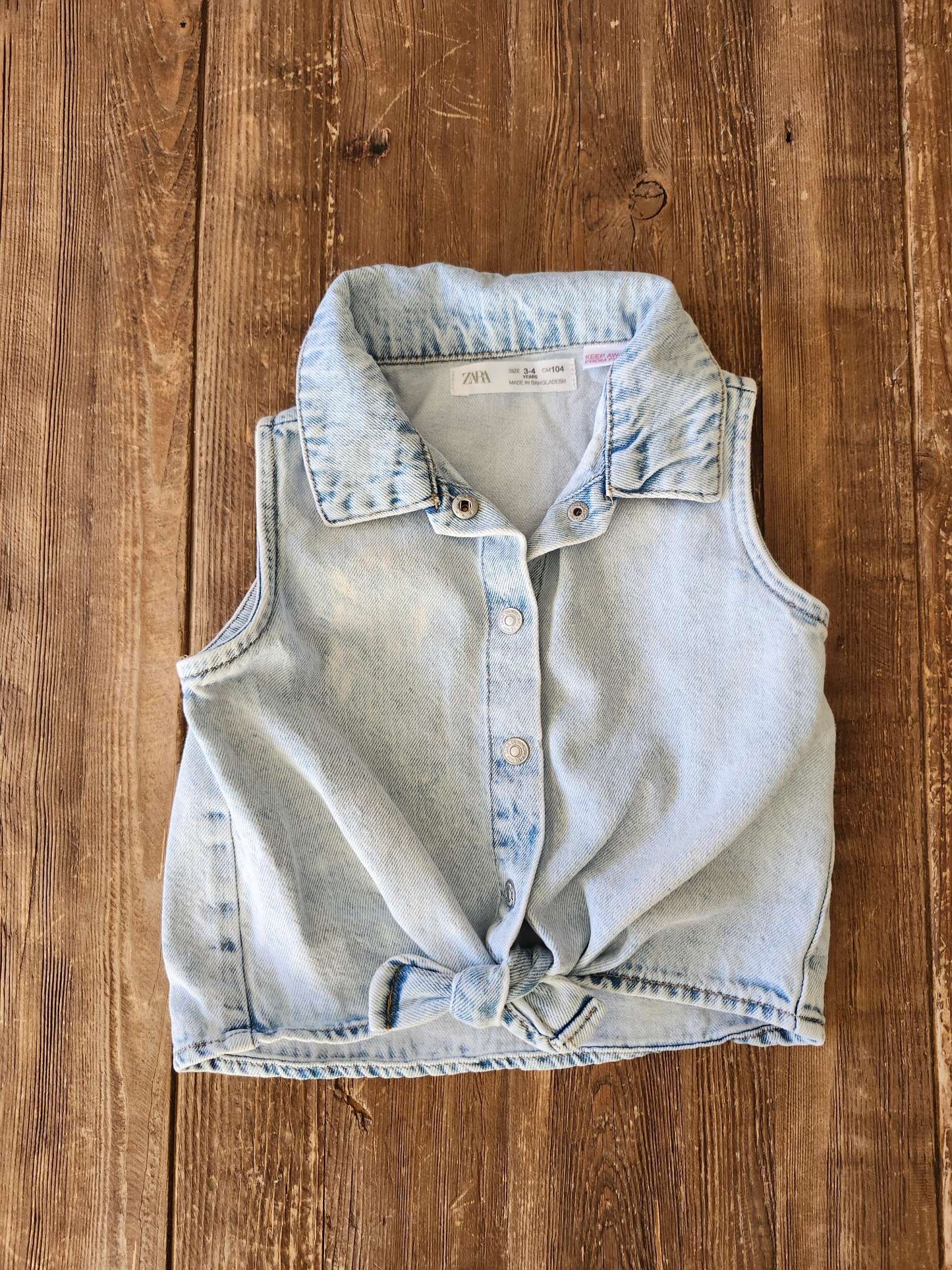 Zara denim tie shirt, 3-4T, VGUC, Kids 3T
