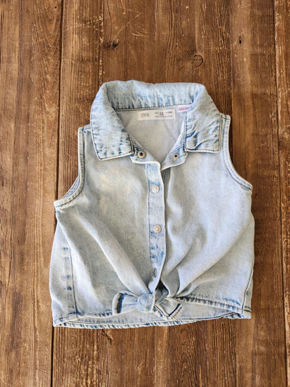 Zara denim tie shirt, 3-4T, VGUC, Kids 3T
