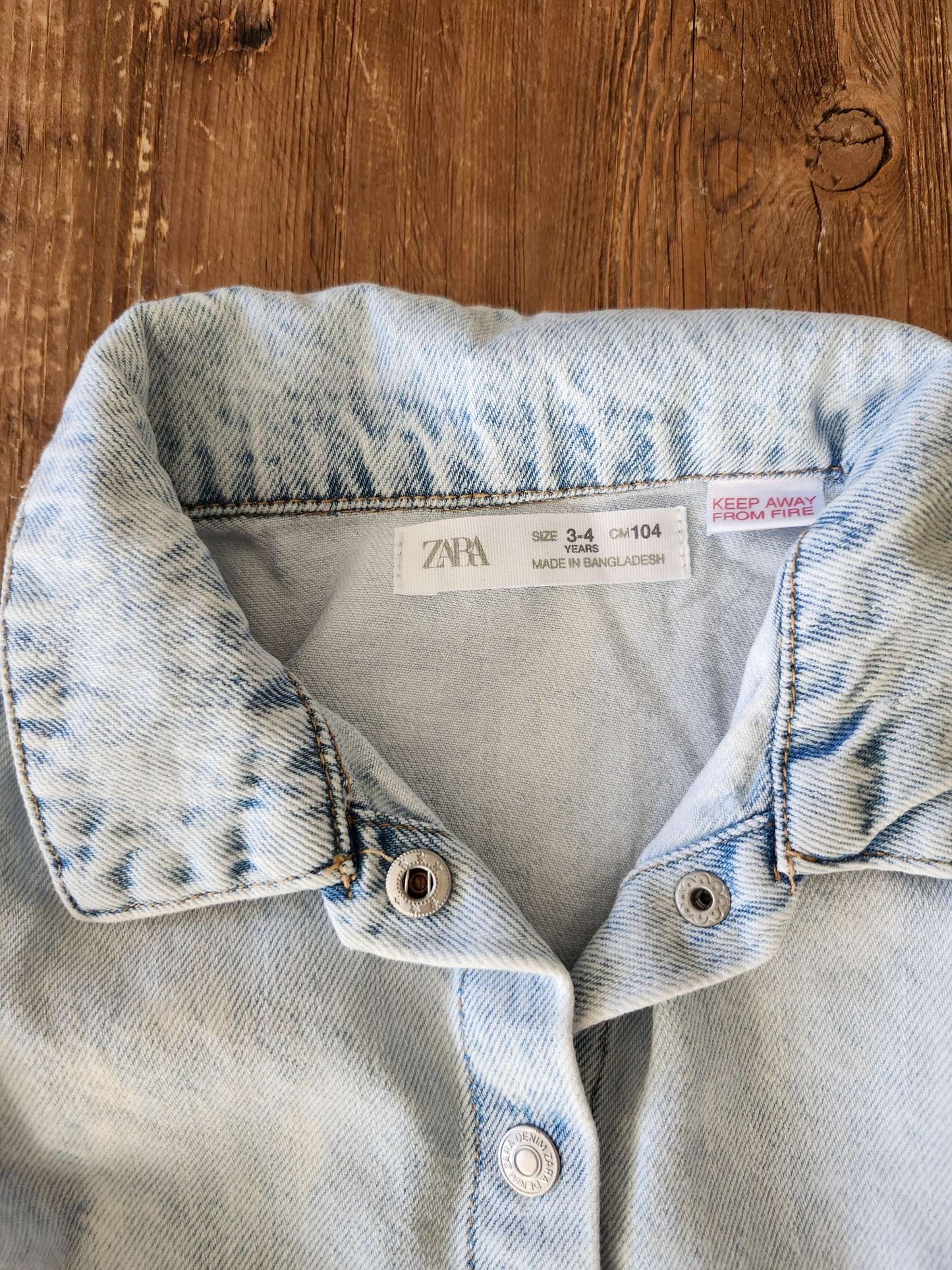 Zara denim tie shirt, 3-4T, VGUC, Kids 3T