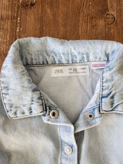 Zara denim tie shirt, 3-4T, VGUC, Kids 3T