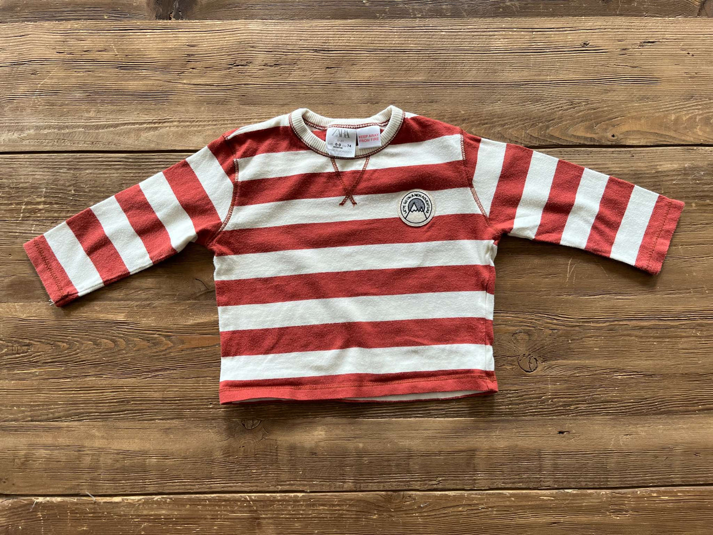 Zara stripe shirt, 6-9M, VGUC, Kids 9 Month (6-9M)