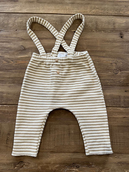 Zara stripe suspender pants, 6-9M, EUC, Kids 9 Month (6-9M)