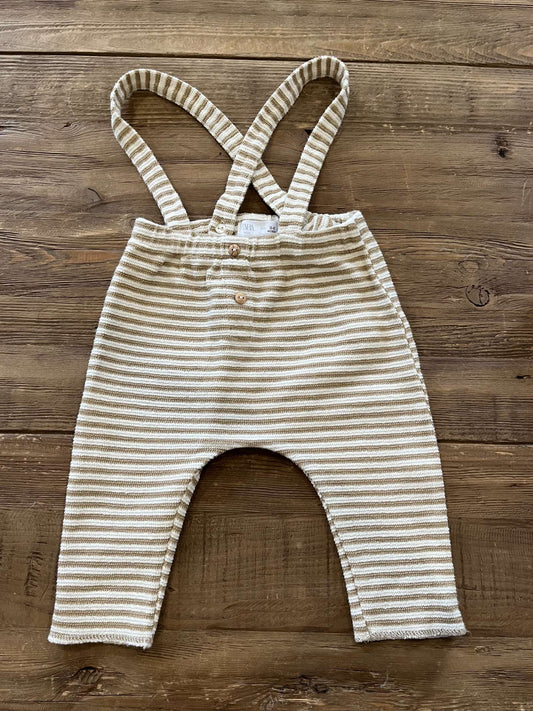 Zara stripe suspender pants, 6-9M, EUC, Kids 9 Month (6-9M)