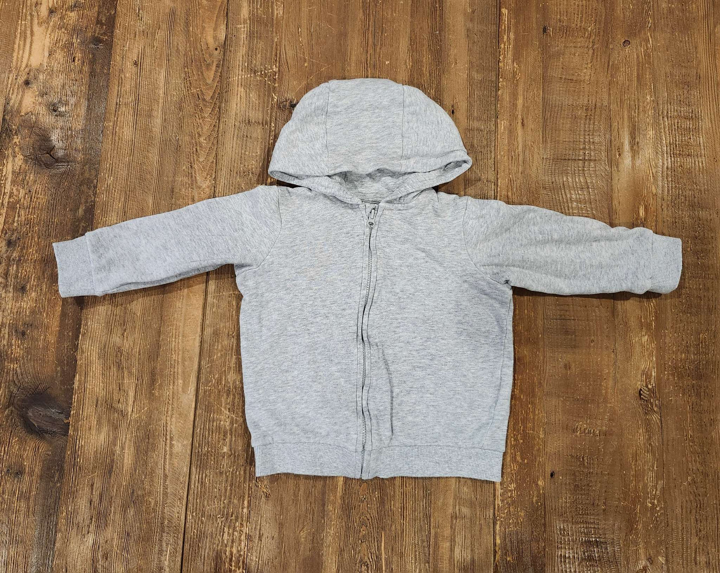 H&M grey zip hoodie, 12-18M, VGUC, Kids 18 Month (12-18M)