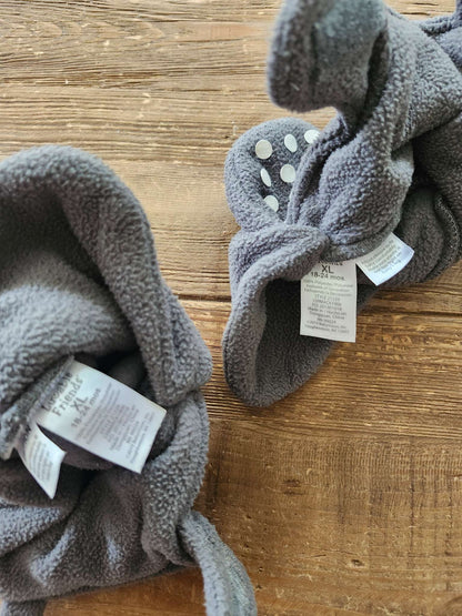 Fleece booties, XL (18-24M), grey
