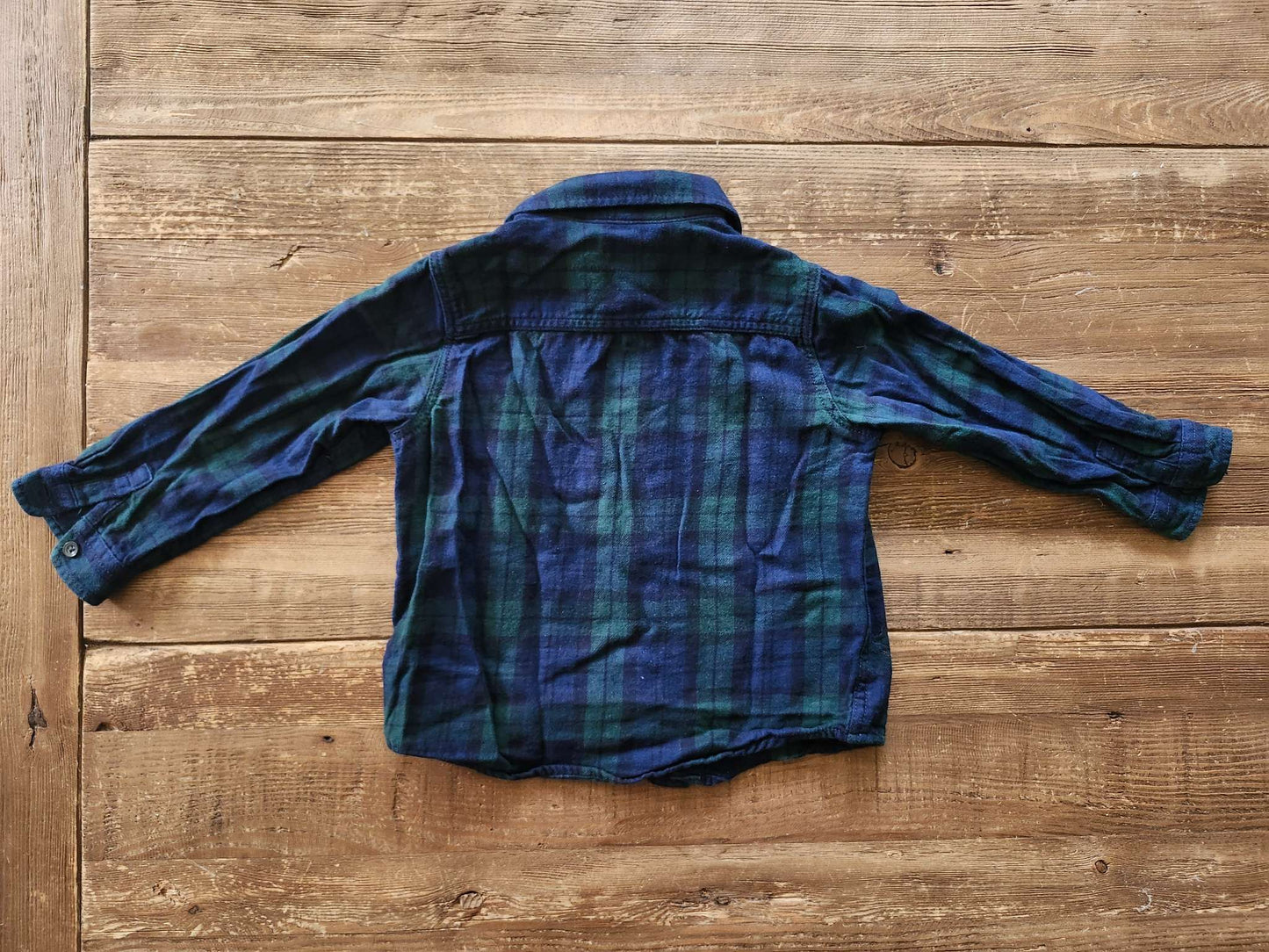 Mango green tartan button up shirt, 3-4T, Kids 3T