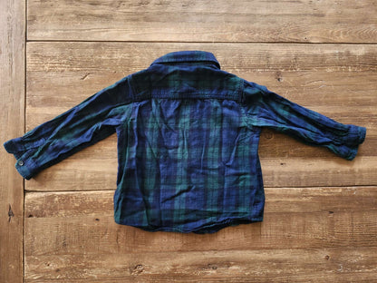 Mango green tartan button up shirt, 3-4T, Kids 3T