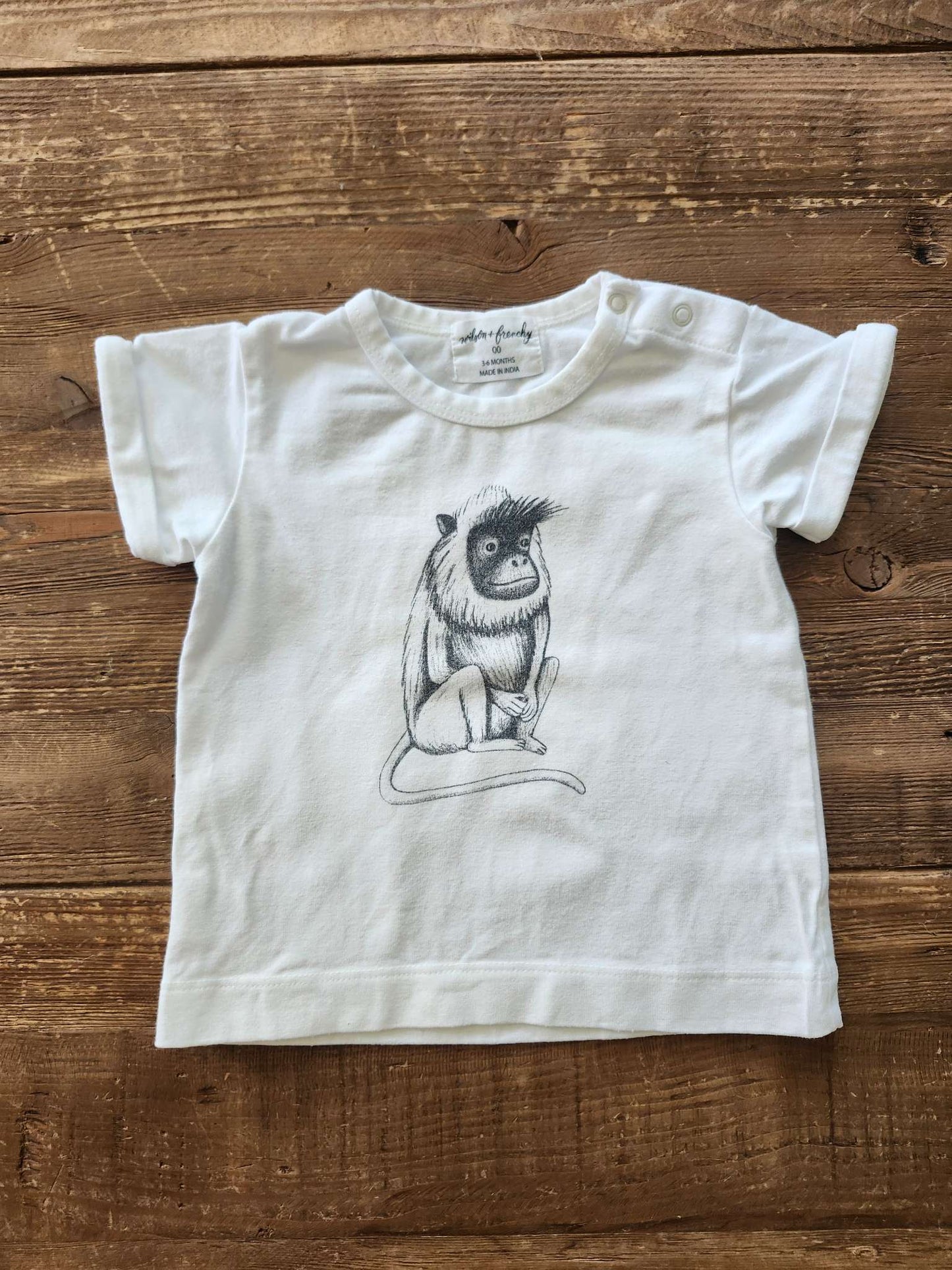 Wilson & Frenchie monkey t-shirt, 3-6M, Kids 6 Month (3-6M)