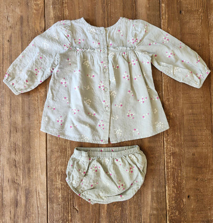Zara floral dress with bloomers, 6-9M, EUC, Kids 9 Month (6-9M)