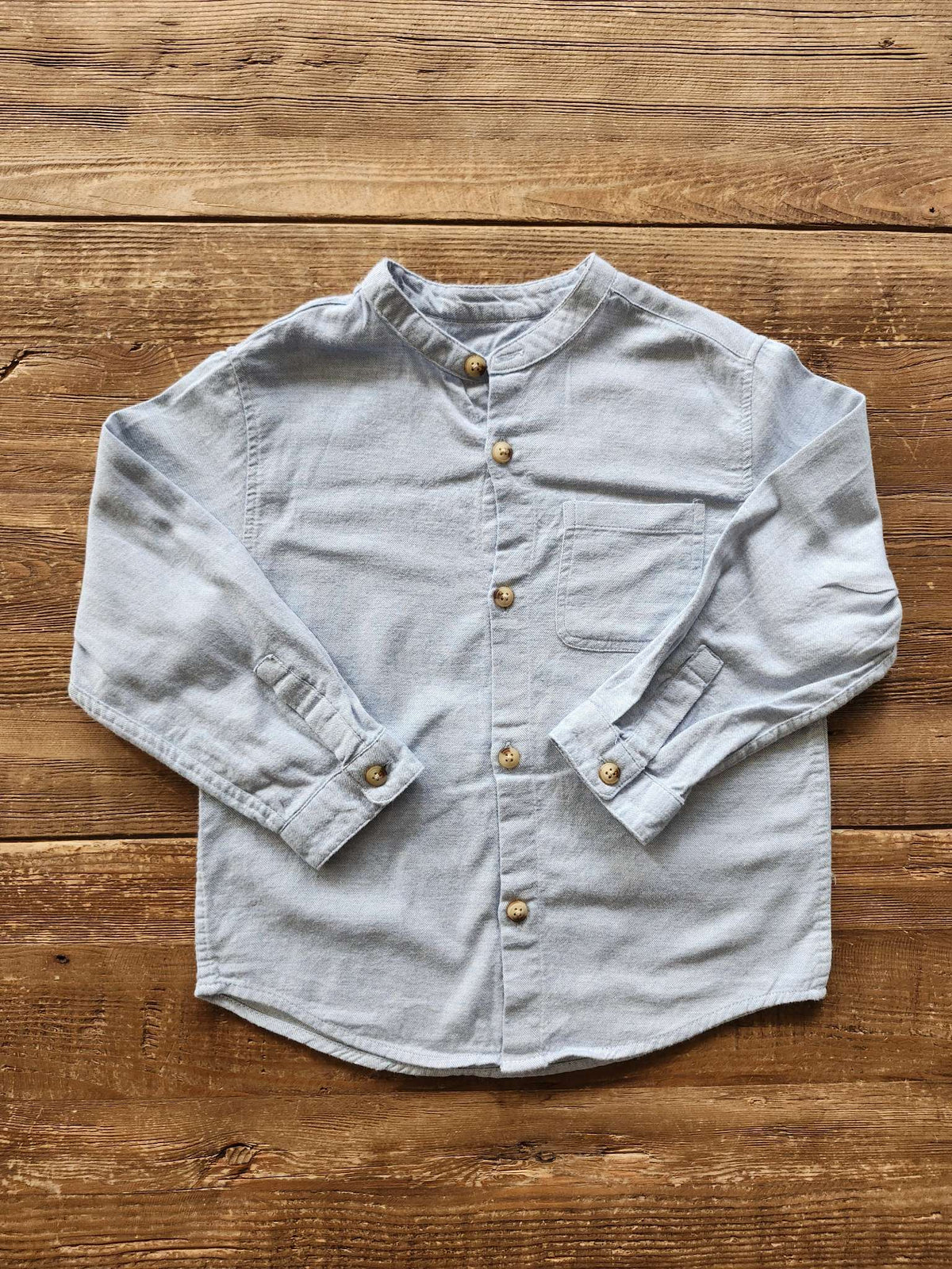 Zara kids flannel button up shirt, 3-4T, blue, like new, Kids 3T