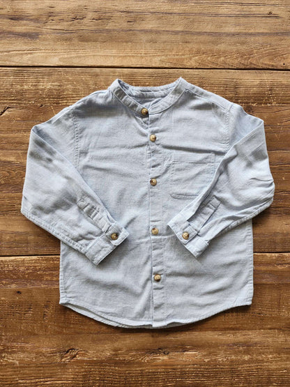 Zara kids flannel button up shirt, 3-4T, blue, like new, Kids 3T