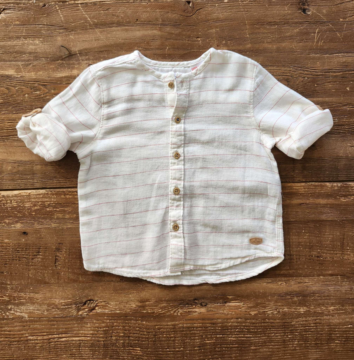 Zara baby strip button up shirt, 9-12M, like new, Kids 12 Month (9-12M)