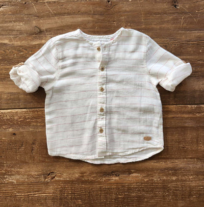 Zara baby strip button up shirt, 9-12M, like new, Kids 12 Month (9-12M)