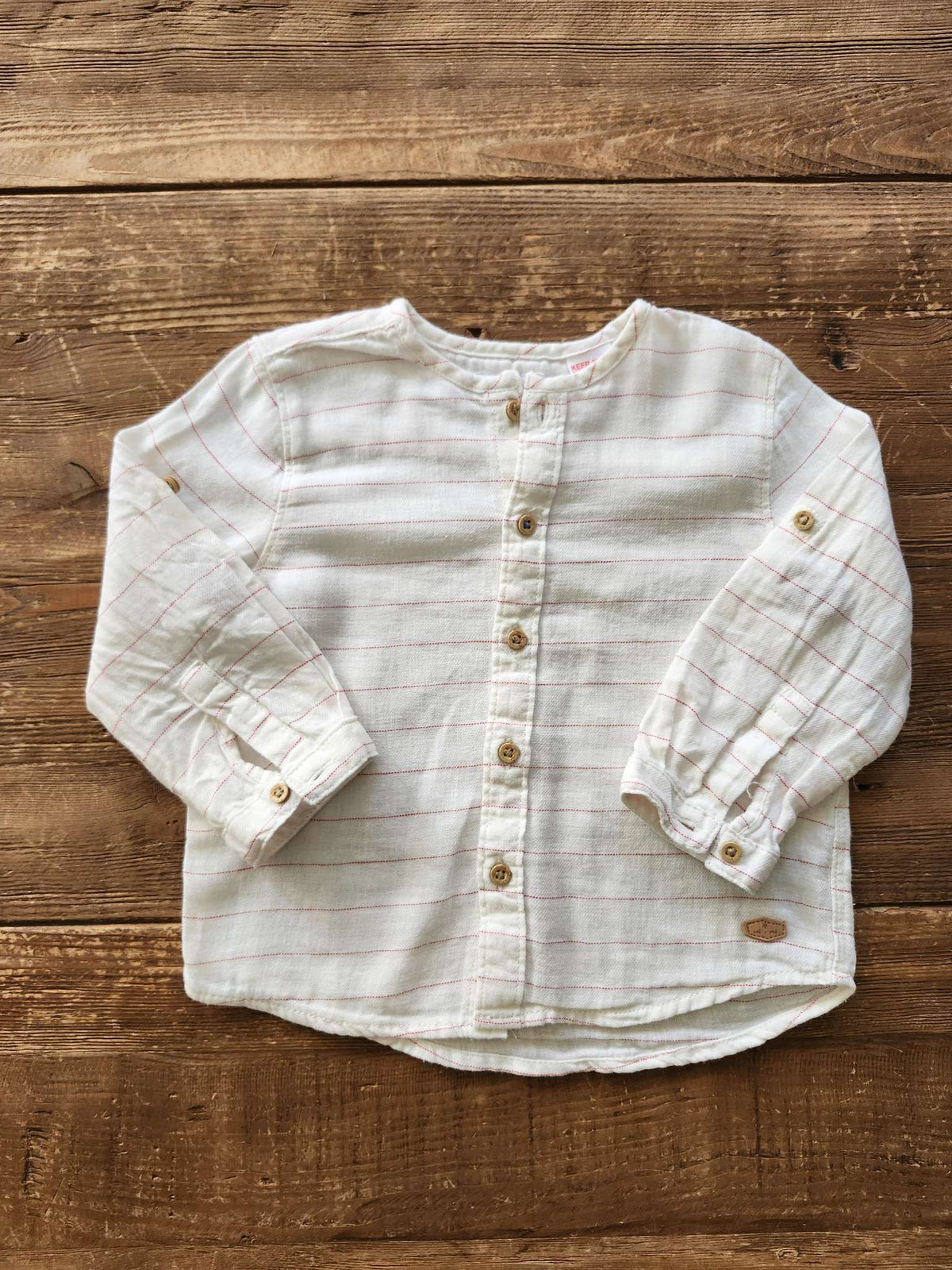 Zara baby strip button up shirt, 9-12M, like new, Kids 12 Month (9-12M)