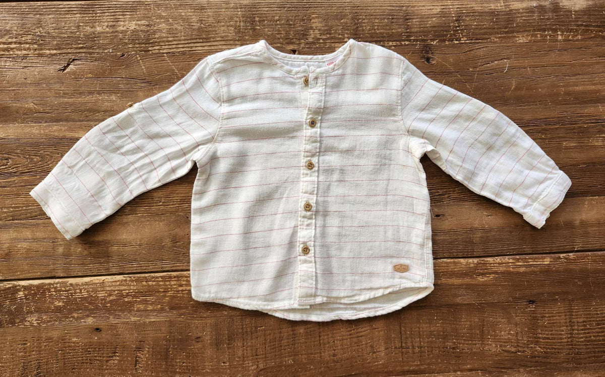 Zara baby strip button up shirt, 9-12M, like new, Kids 12 Month (9-12M)