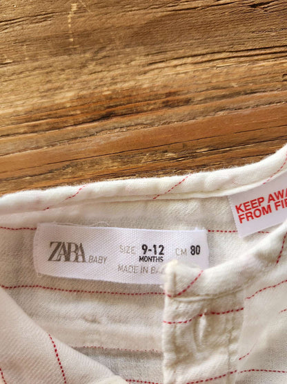 Zara baby strip button up shirt, 9-12M, like new, Kids 12 Month (9-12M)