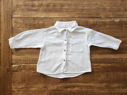Zara white muslin button up shirt, 18-24M, Kids 24 Month (18-24M)