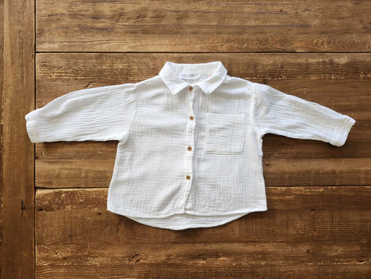 Zara white muslin button up shirt, 18-24M, Kids 24 Month (18-24M)