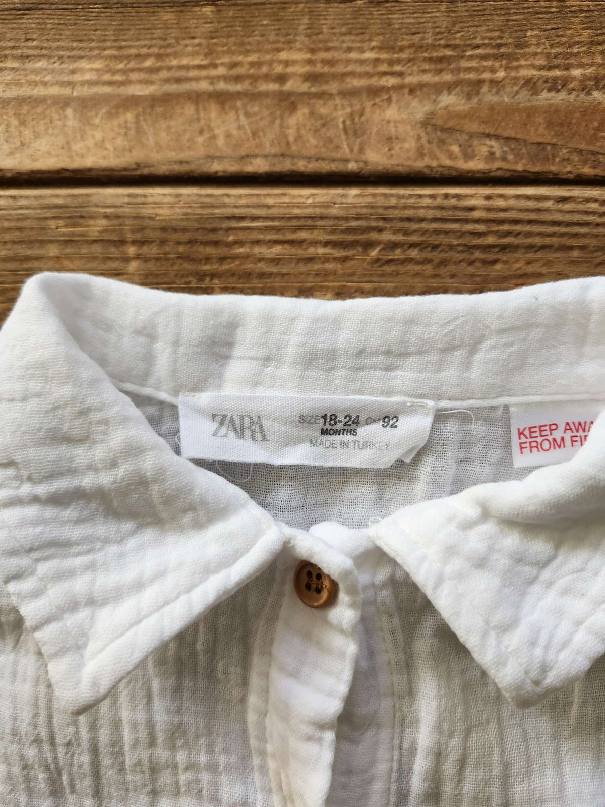 Zara white muslin button up shirt, 18-24M, Kids 24 Month (18-24M)