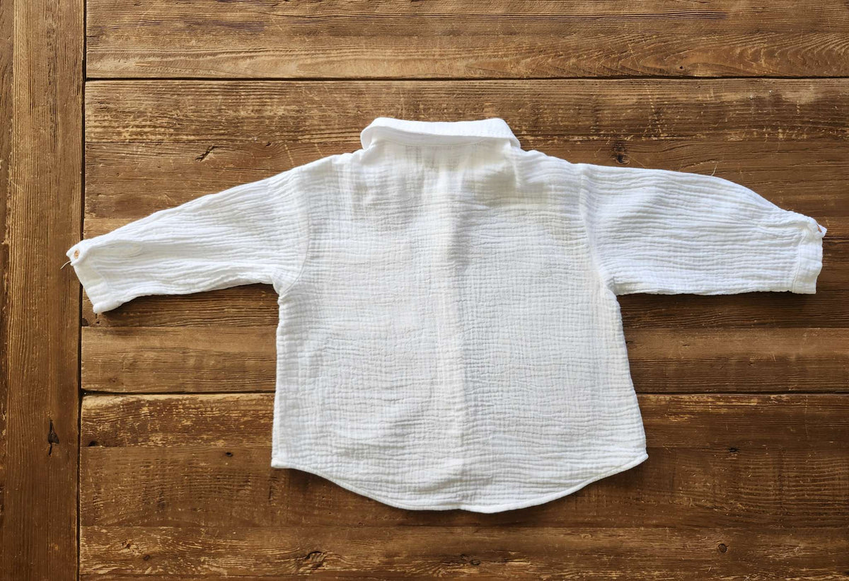 Zara white muslin button up shirt, 18-24M, Kids 24 Month (18-24M)