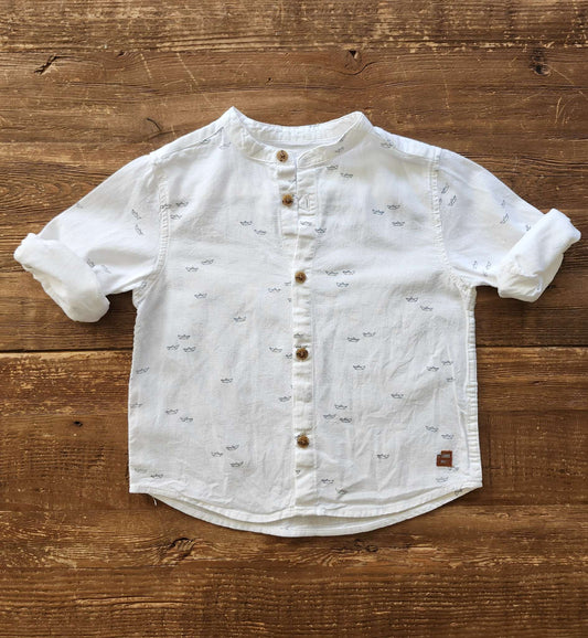 Zara boat button up shirt, 12-18M, like new, Kids 18 Month (12-18M)
