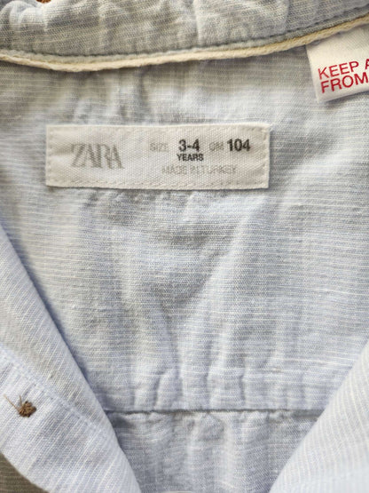 Zara, light blue button up shirt, 3-4T, like new, Kids 3T