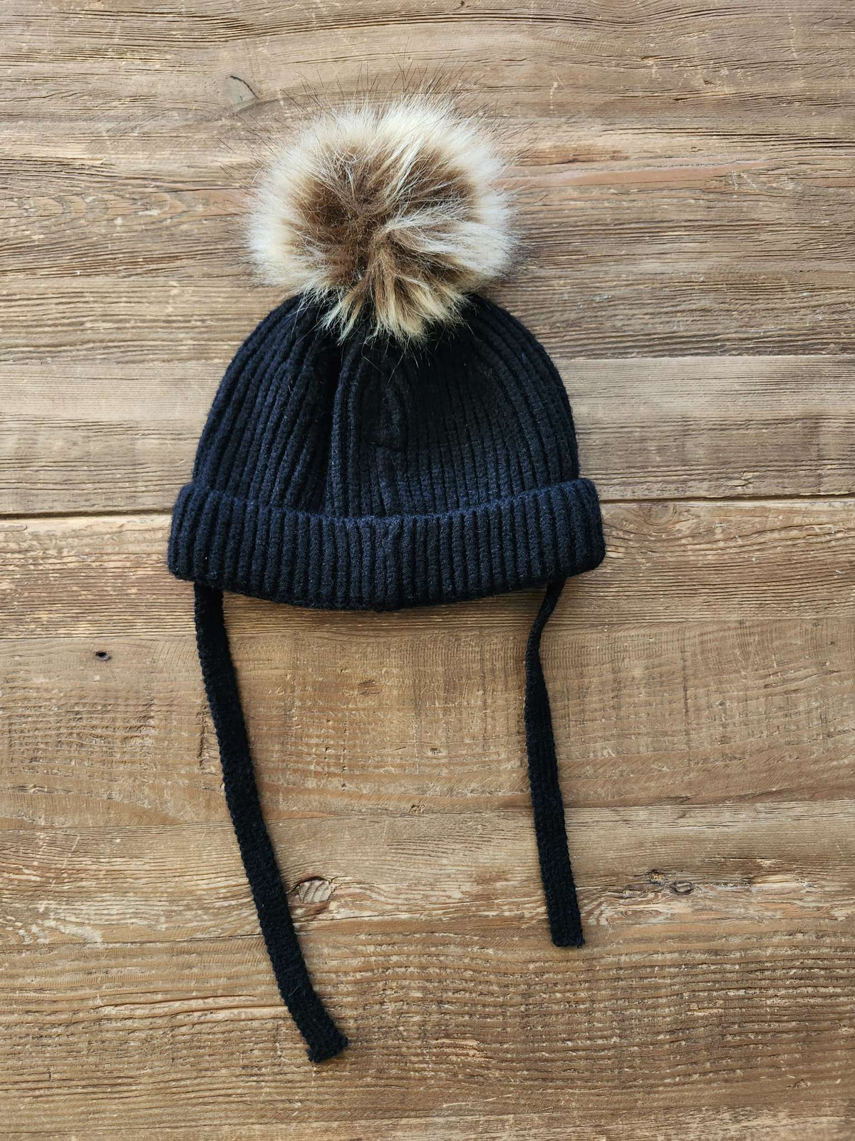 Zara baby pom pom toque, black, like new