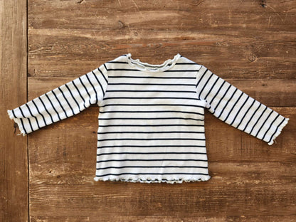Zara baby stripe frill top, 9-12M, like new, Kids 12 Month (9-12M)