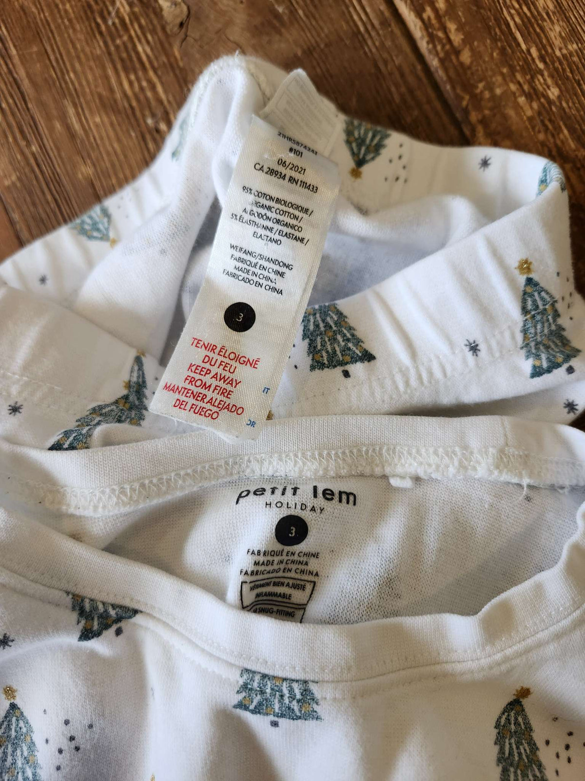Petit Lem organic cotton holiday pajamas, 3T, Kids 3T