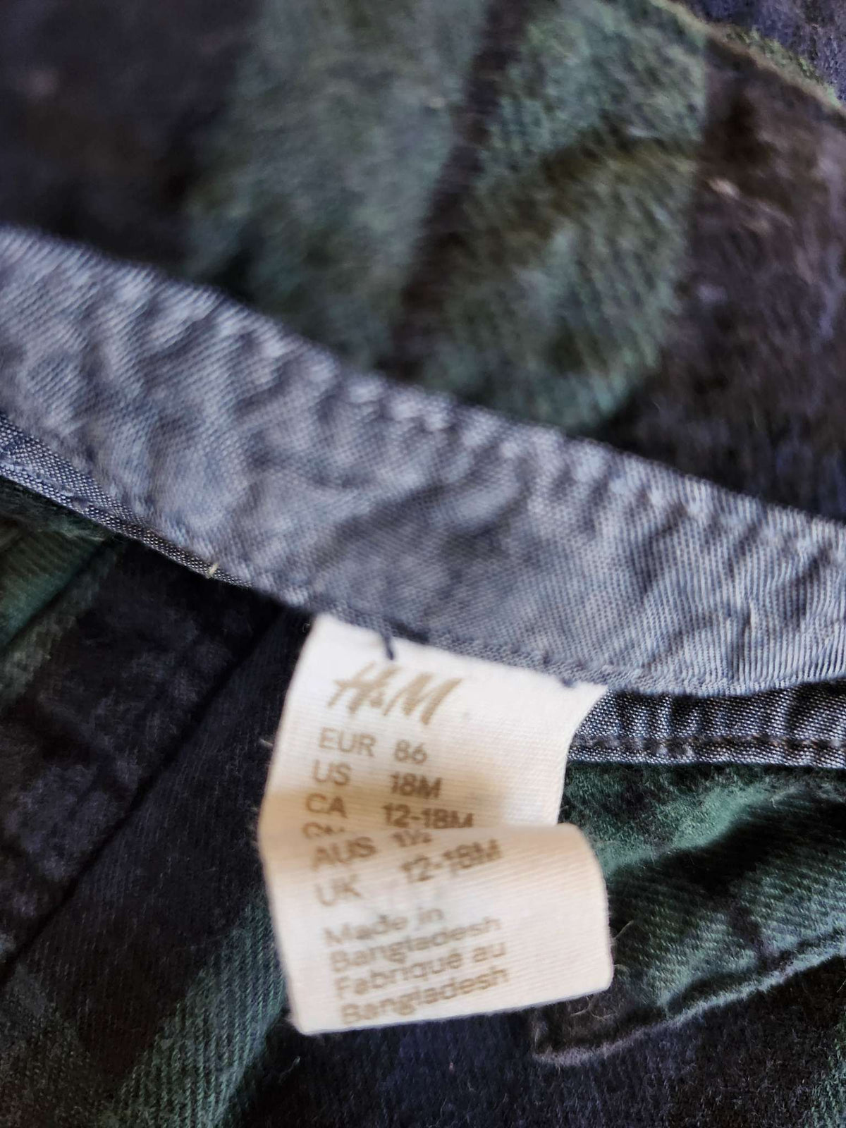 H&M tartan shirt, 18M, Kids 18 Month (12-18M)