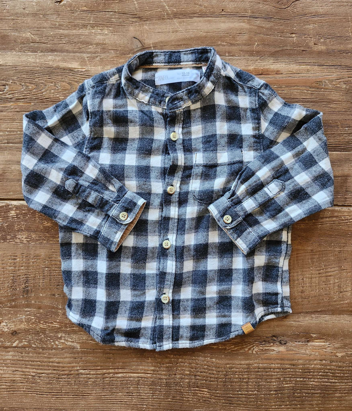 Zara flannel check shirt, 12-18M, like new, Kids 18 Month (12-18M)