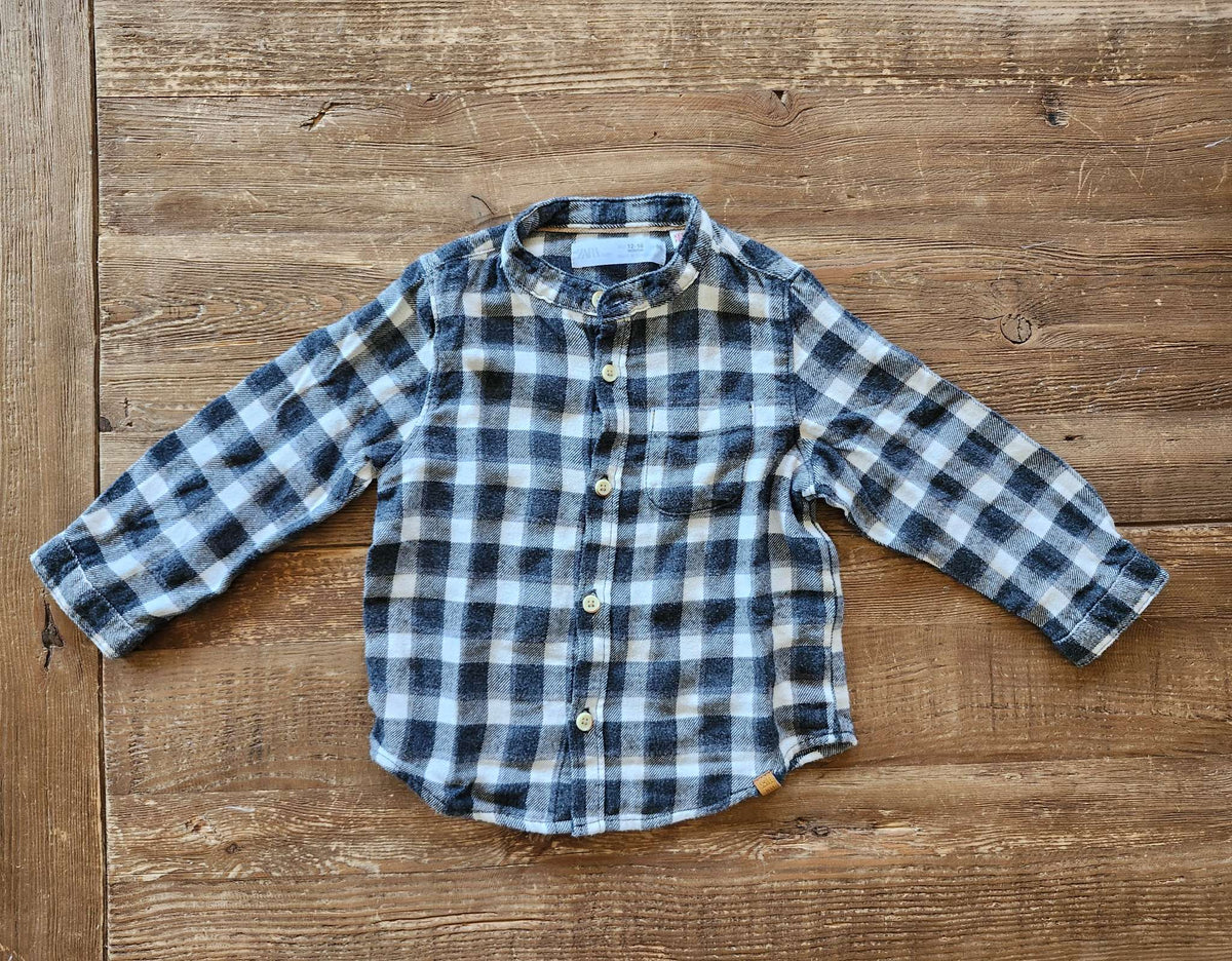 Zara flannel check shirt, 12-18M, like new, Kids 18 Month (12-18M)