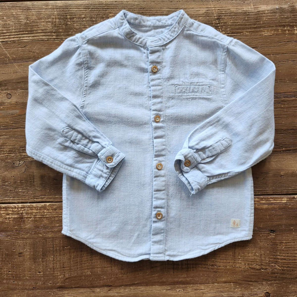 Zara button up shirt, light blue, 2-3T, like new, Kids 2T