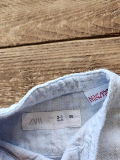 Zara button up shirt, light blue, 2-3T, like new, Kids 2T