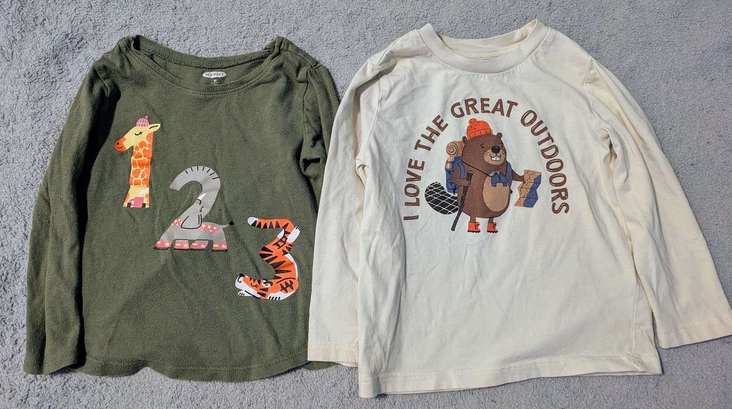 Long sleeved shirts 3T (Joe Fresh, Old Navy) 2pcs, Kids 3T