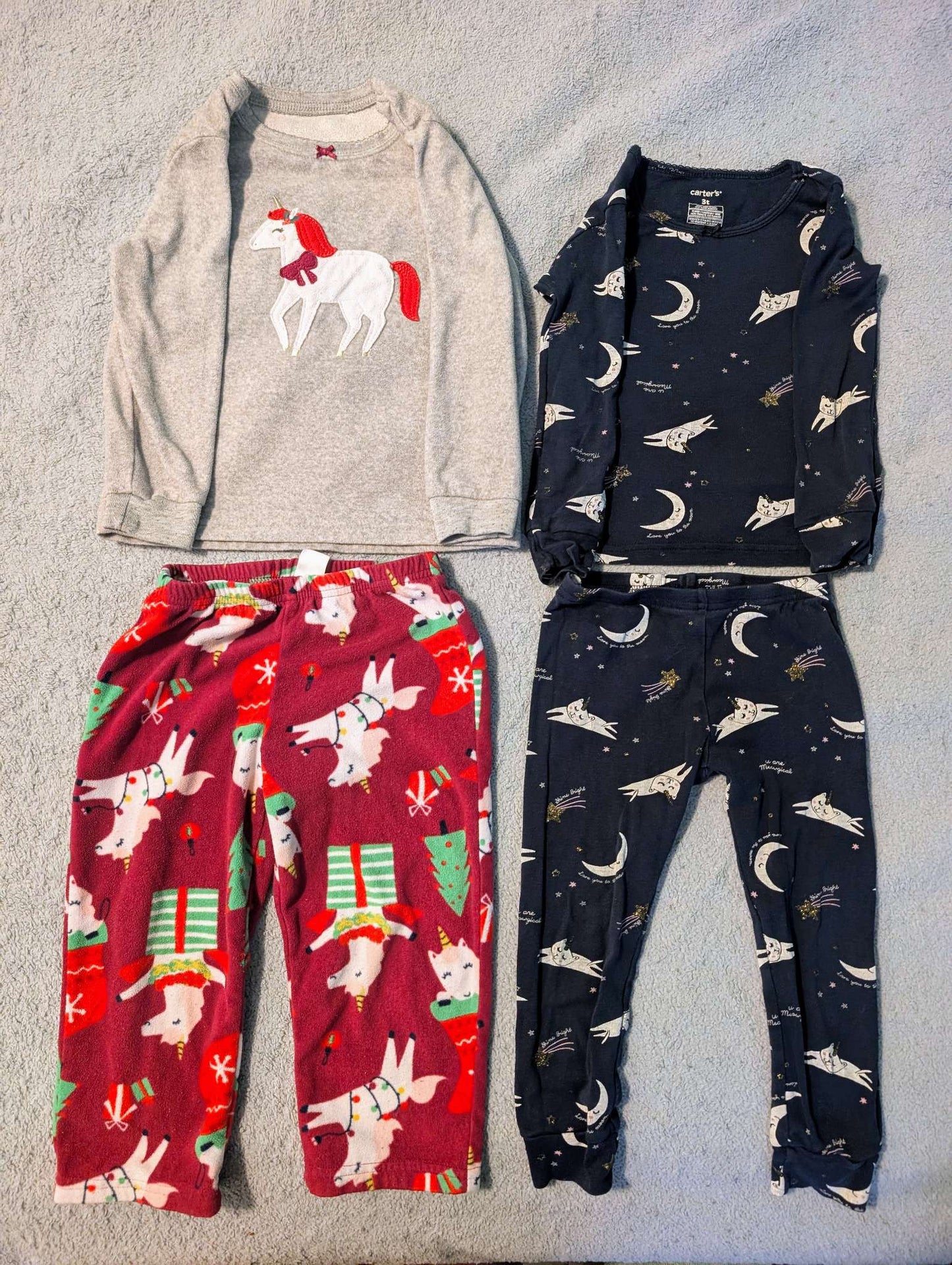 Pajama Sets: Festive Unicorn & Celestial Cats, Kids 3T