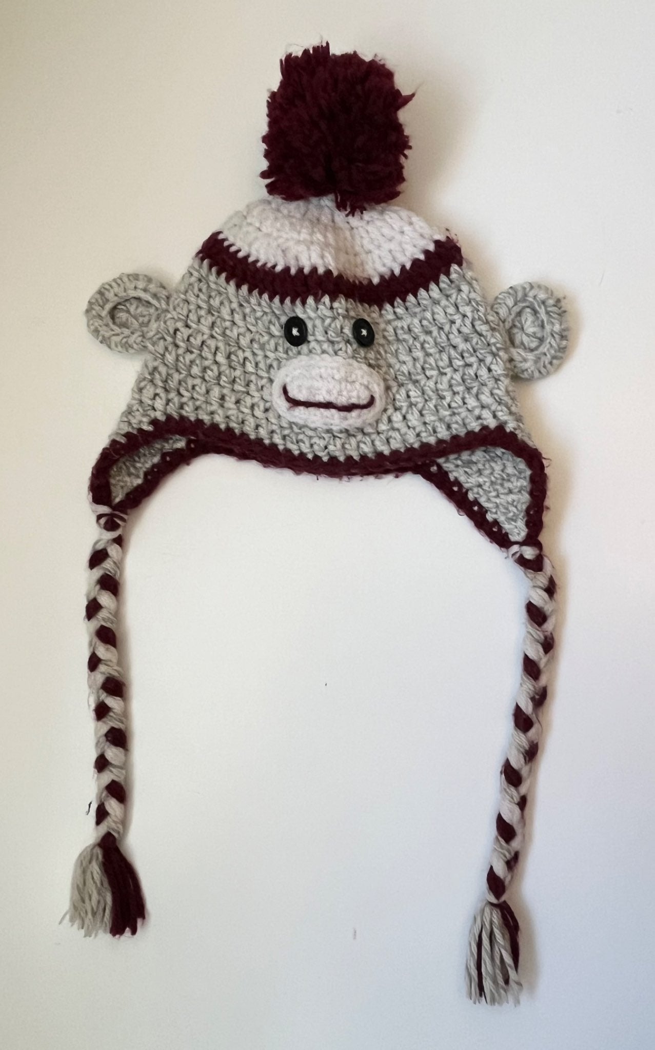Sock monkey winter hat 1-2 years, Kids 18 Month (12-18M)