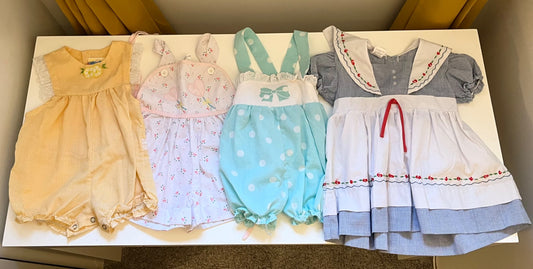 Vintage rompers (12m) and dress (3T) bundle, Kids 12 Month (9-12M)