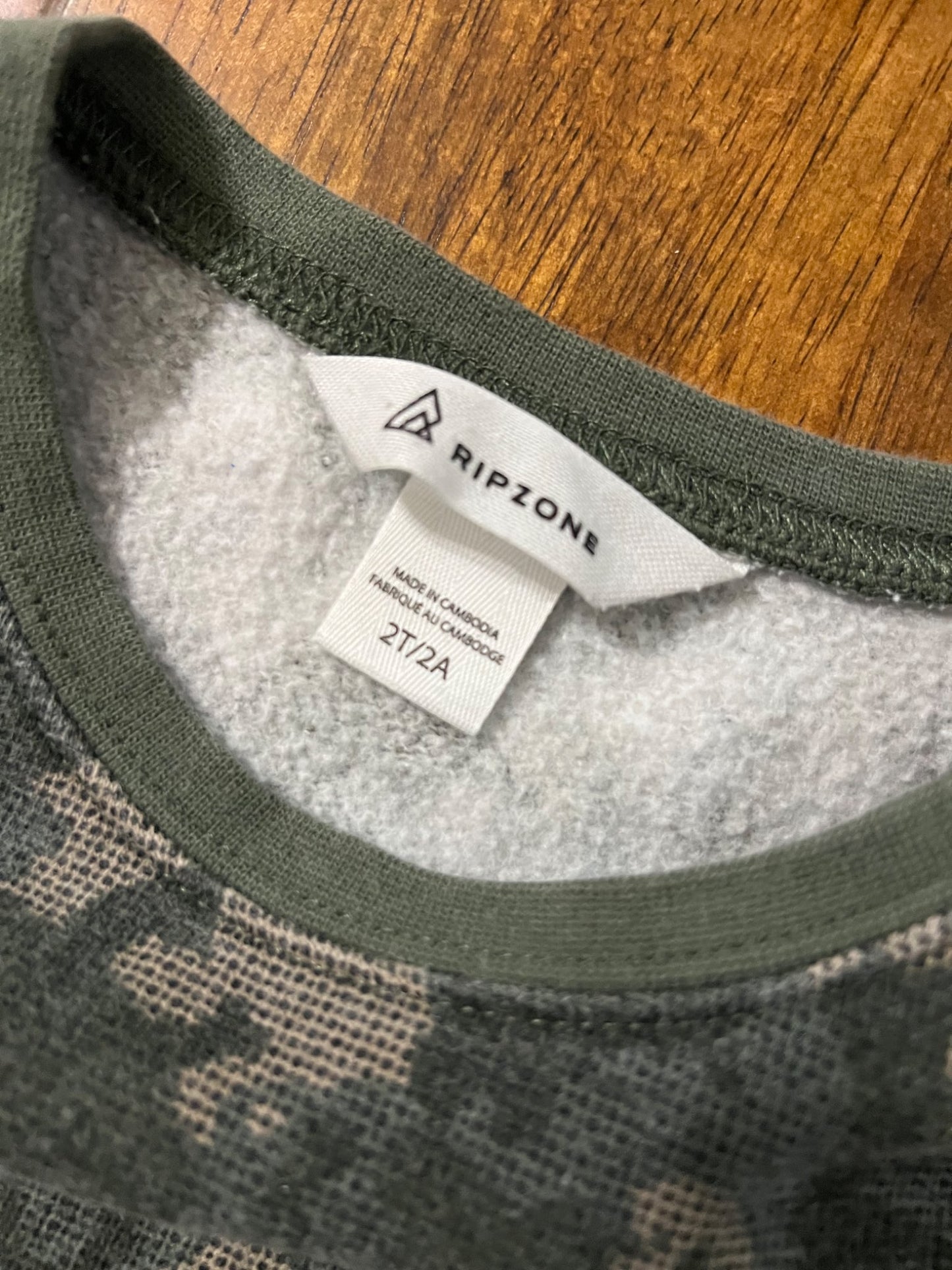 Ripzone digi camo sweater, Kids 2T
