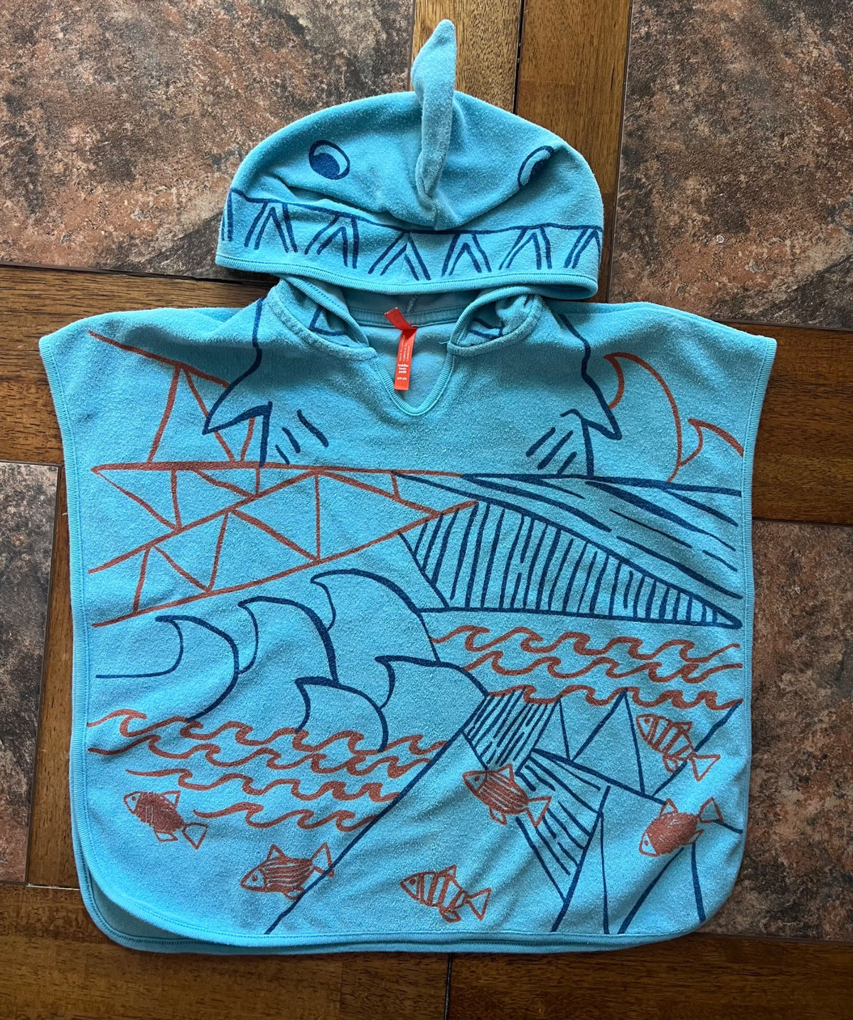 Shark hooded poncho towel