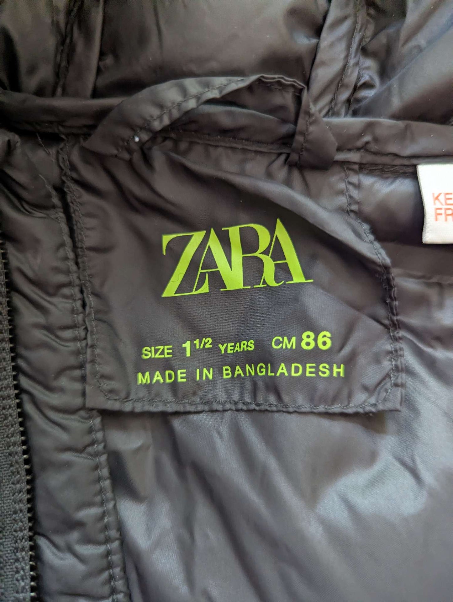 Black Puffer Jacket - Zara, Kids 18 Month (12-18M)