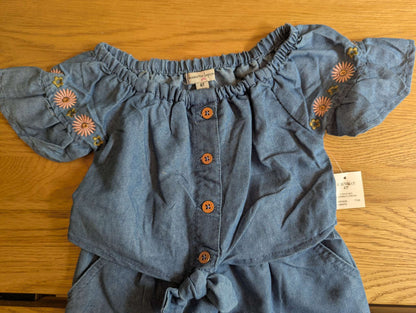 Floral Blue One Piece Set, Kids 4/4T
